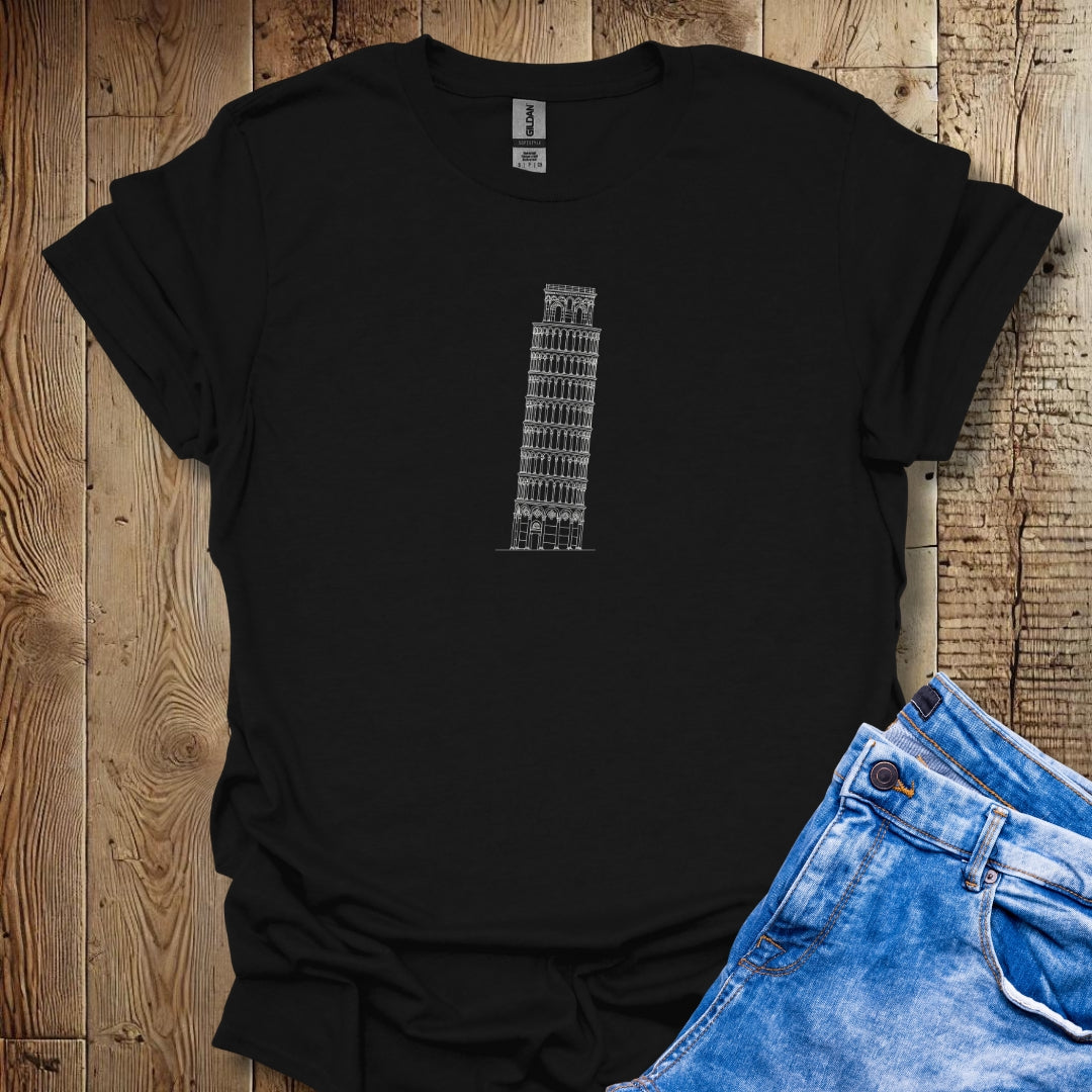 Leaning Tower Of Pisa Line Art Lightweight Unisex T-shirt