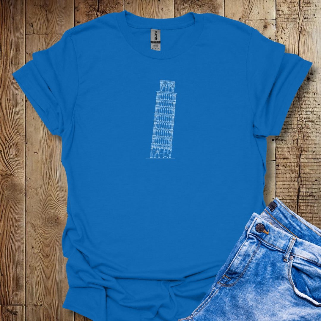 Leaning Tower Of Pisa Line Art Lightweight Unisex T-shirt