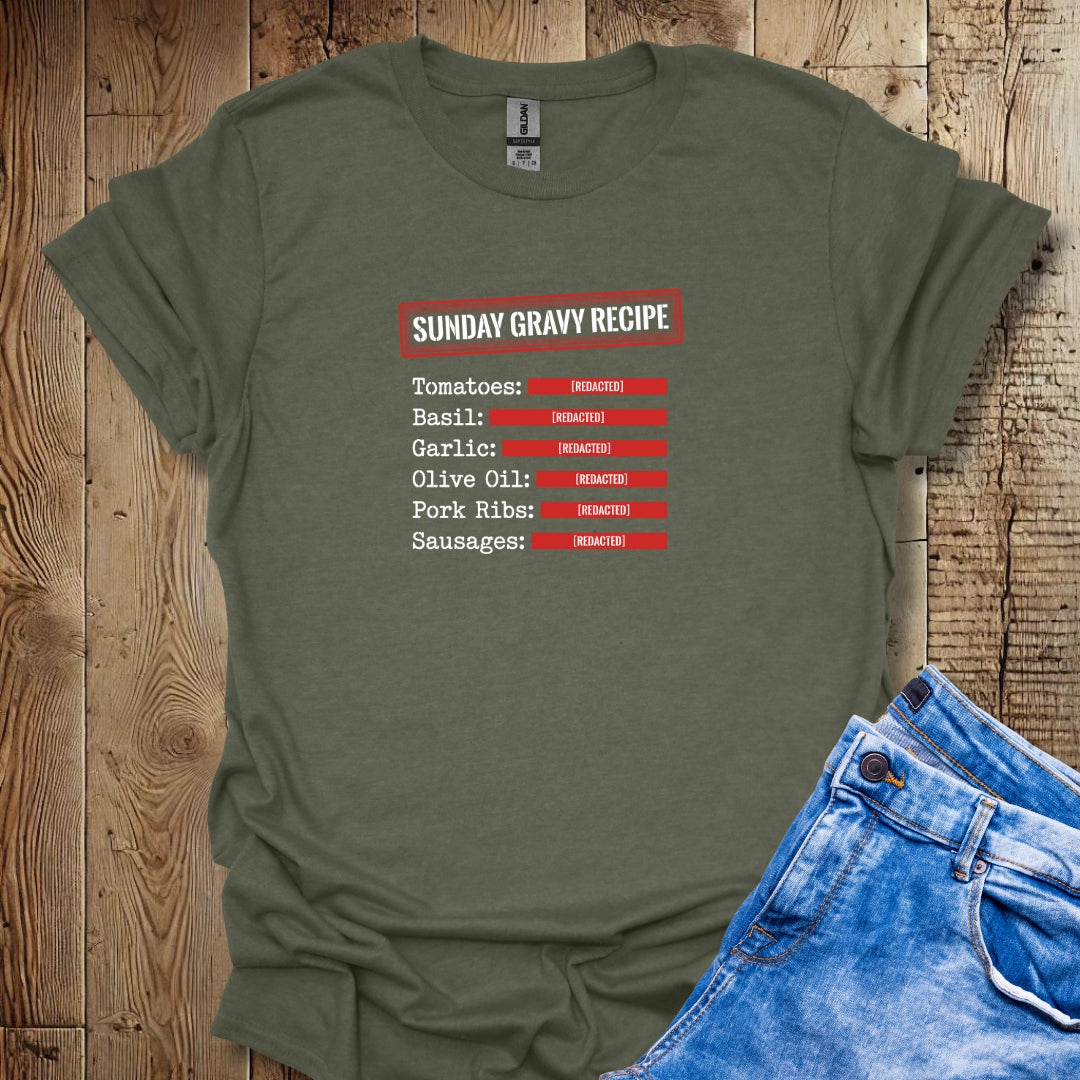 Family Secret Sunday Gravy Recipe Shirt Lightweight Unisex T-shirt