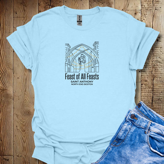Saint Anthony's Feast North End Boston Line Art Lightweight Unisex T-shirt