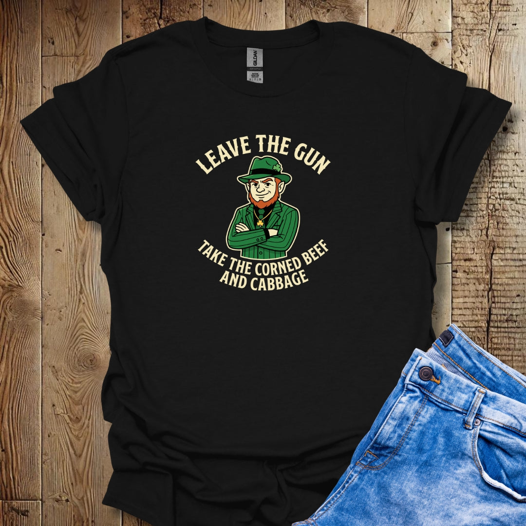 Mafioso Leprechaun Leave Gun Take Corned Beef Cabbage Lightweight Unisex T-shirt