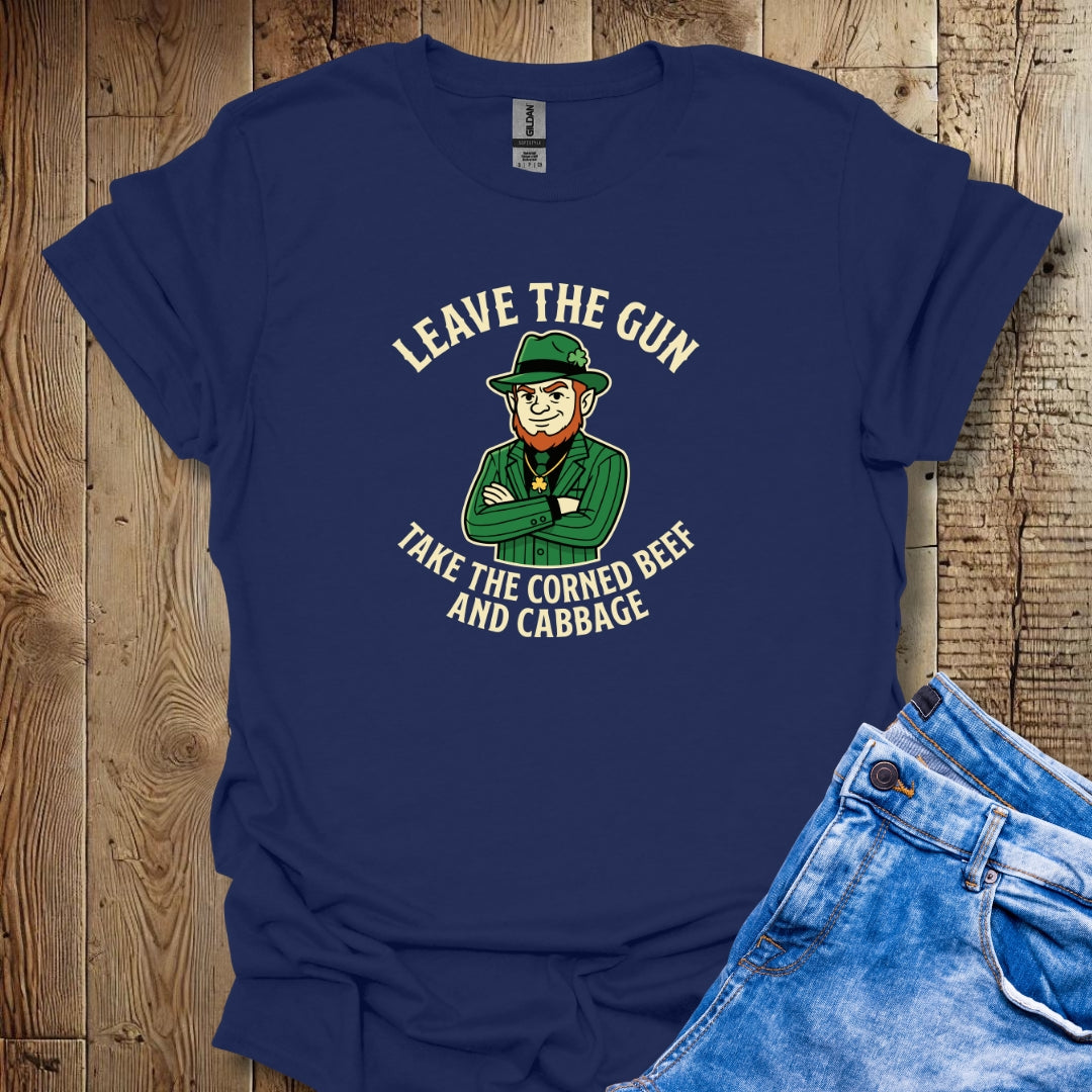 Mafioso Leprechaun Leave Gun Take Corned Beef Cabbage Lightweight Unisex T-shirt
