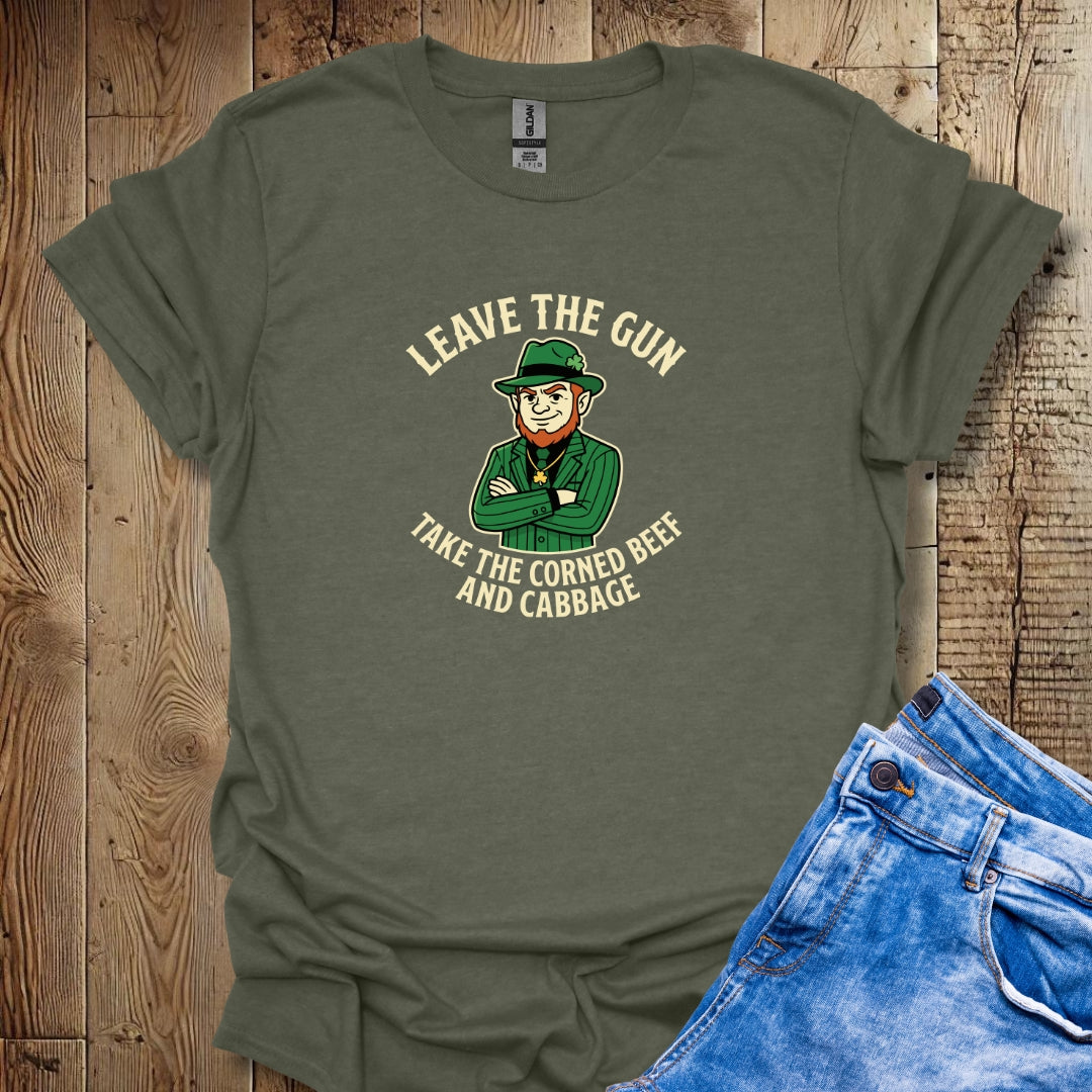 Mafioso Leprechaun Leave Gun Take Corned Beef Cabbage Lightweight Unisex T-shirt