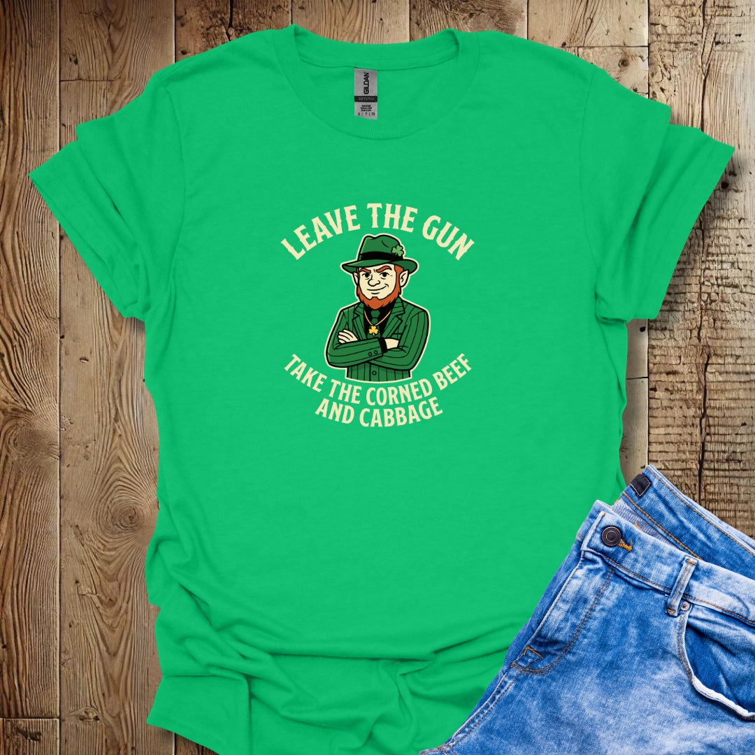 Mafioso Leprechaun Leave Gun Take Corned Beef Cabbage Lightweight Unisex T-shirt