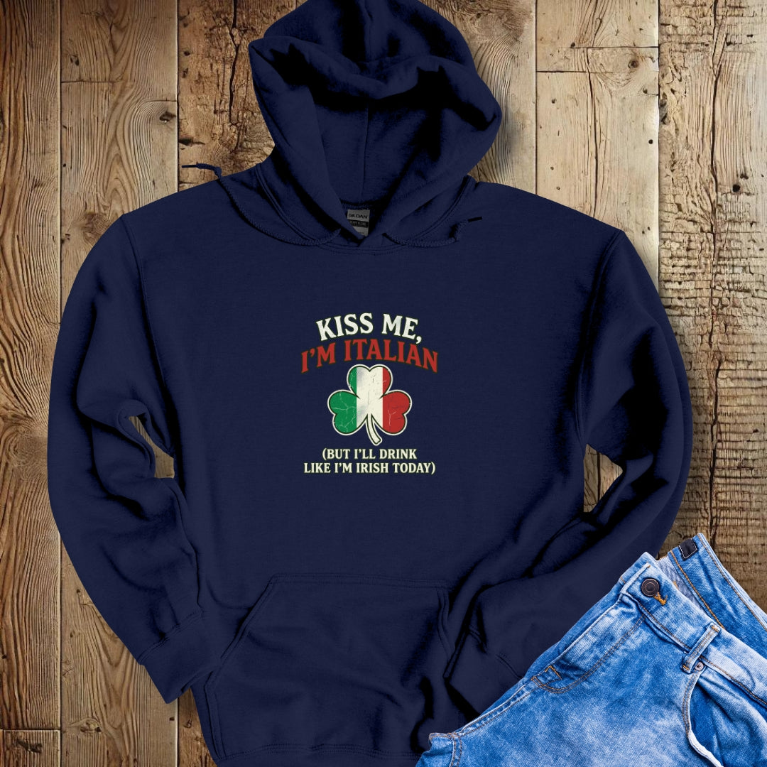 Kiss Me I'm Italian St Patrick's Day Irish Hoodie Sweatshirt