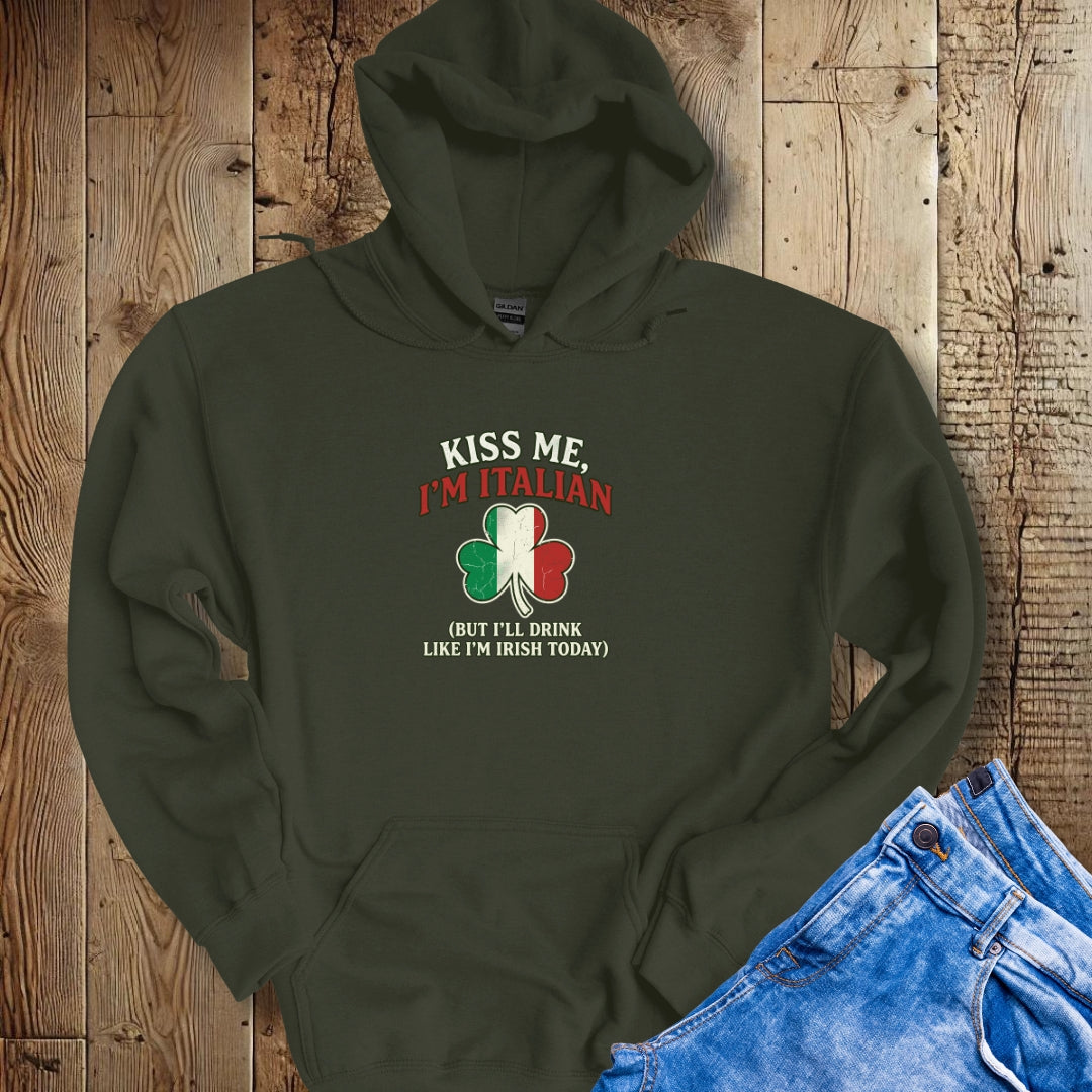 Kiss Me I'm Italian St Patrick's Day Irish Hoodie Sweatshirt