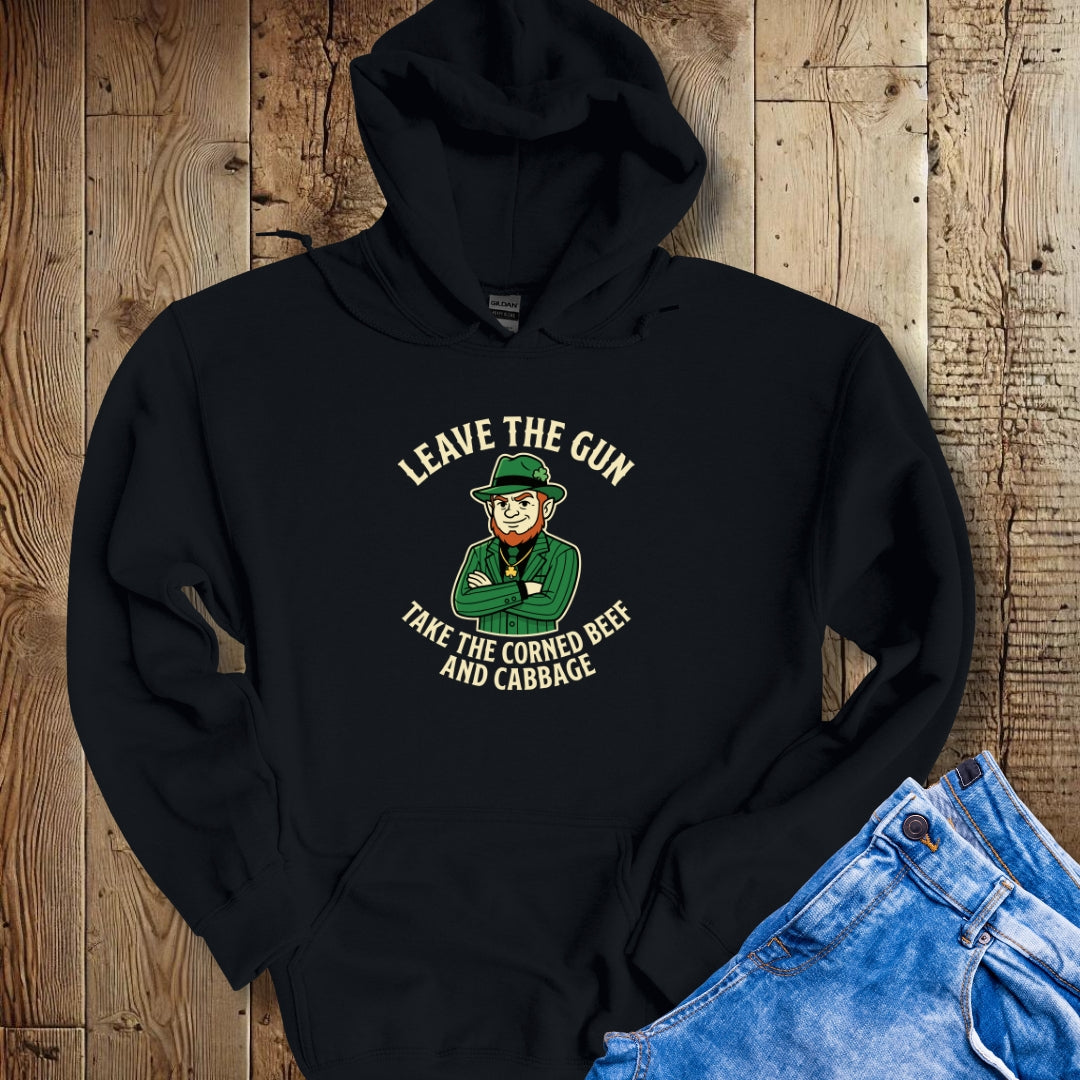 Mafioso Leprechaun Leave Gun Take Corned Beef Cabbage Hoodie Sweatshirt