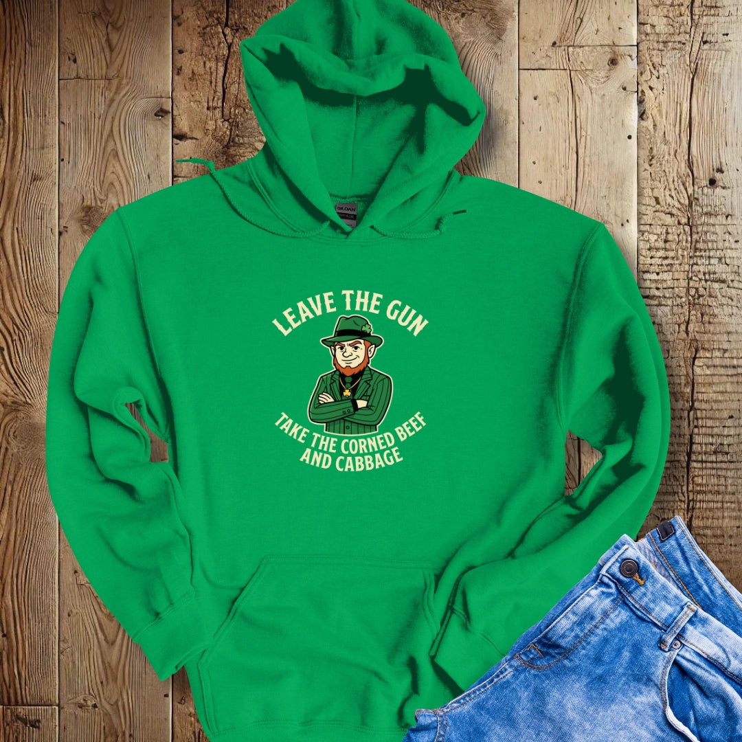 Mafioso Leprechaun Leave Gun Take Corned Beef Cabbage Hoodie Sweatshirt