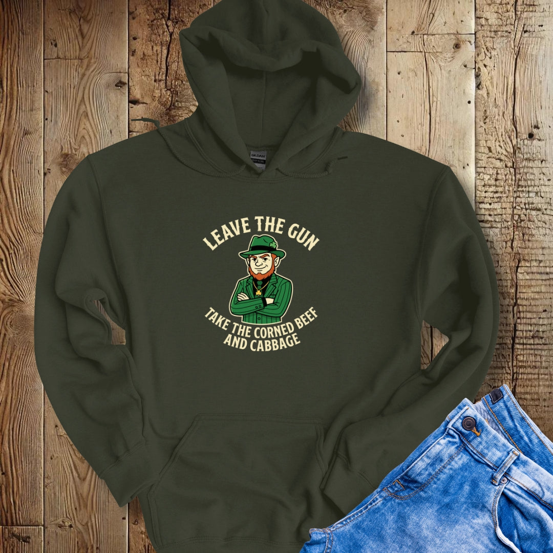 Mafioso Leprechaun Leave Gun Take Corned Beef Cabbage Hoodie Sweatshirt