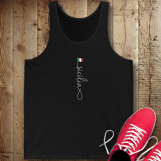 Vertical Sicilia Sicily Italian Flag Unisex Jersey Tank