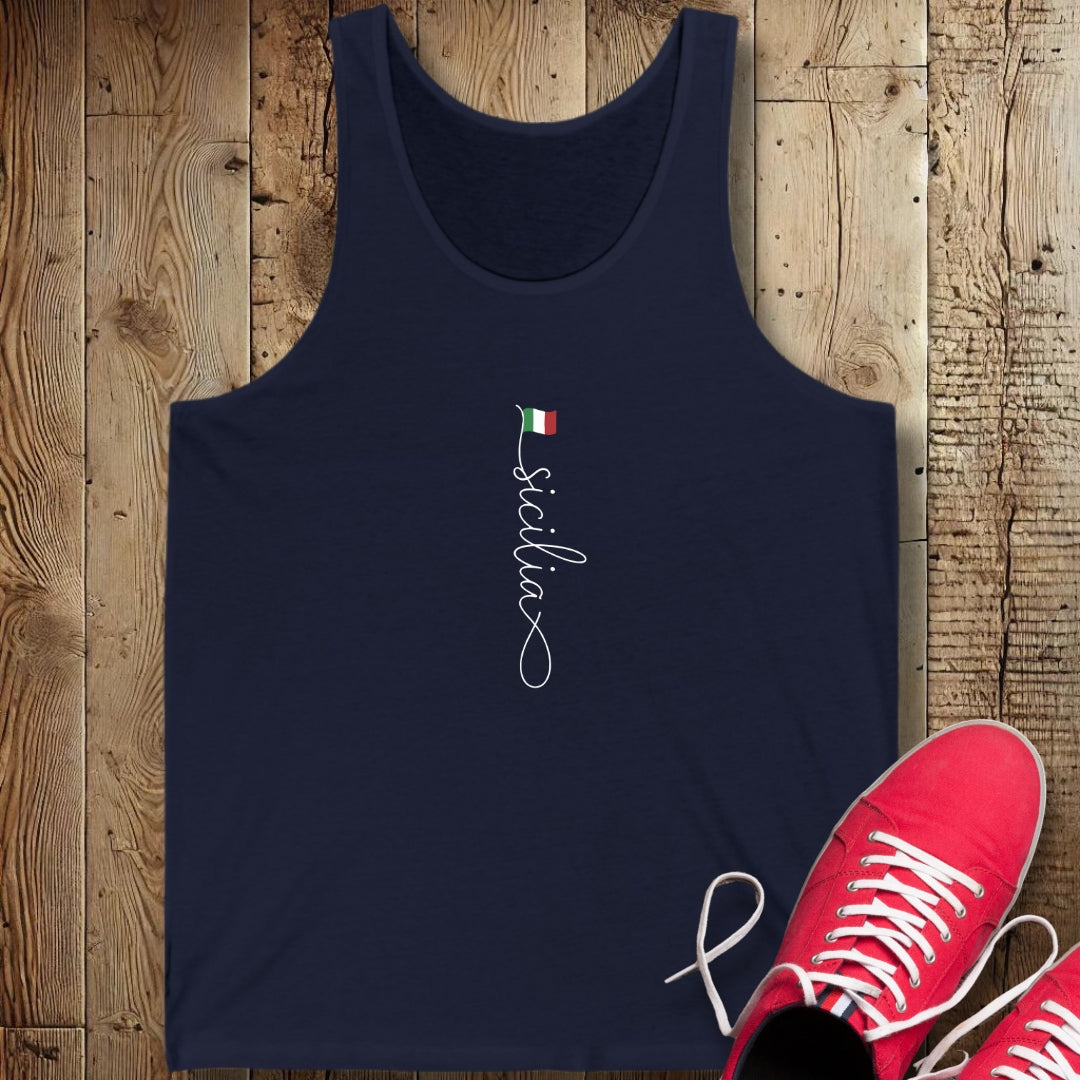 Vertical Sicilia Sicily Italian Flag Unisex Jersey Tank