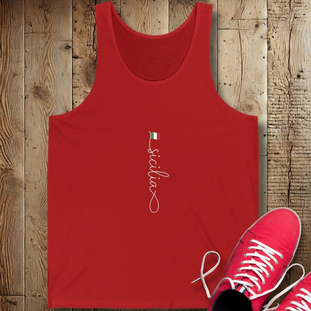 Vertical Sicilia Sicily Italian Flag Unisex Jersey Tank