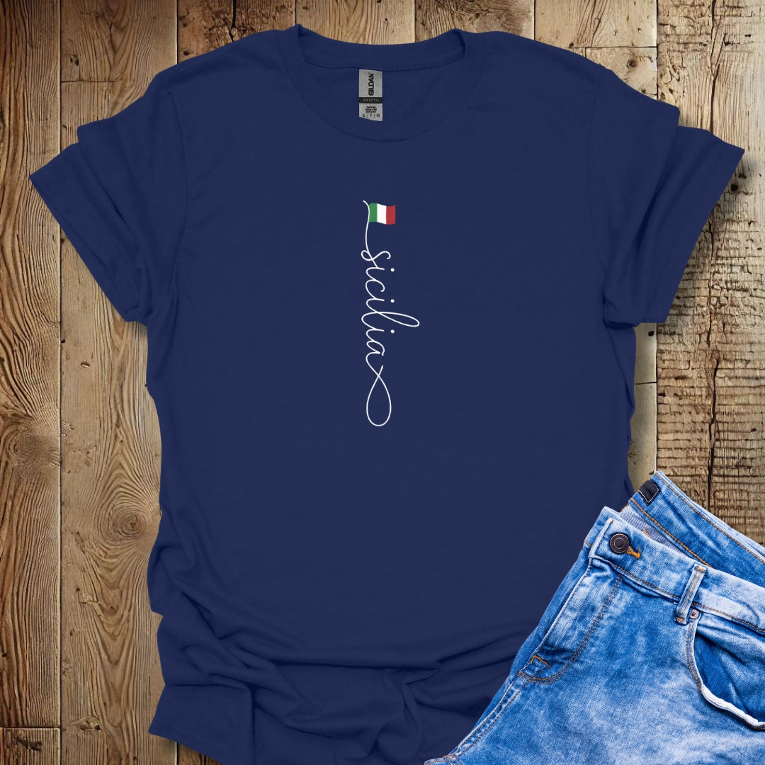 Vertical Sicilia Sicily Italian Flag Lightweight Unisex T-shirt