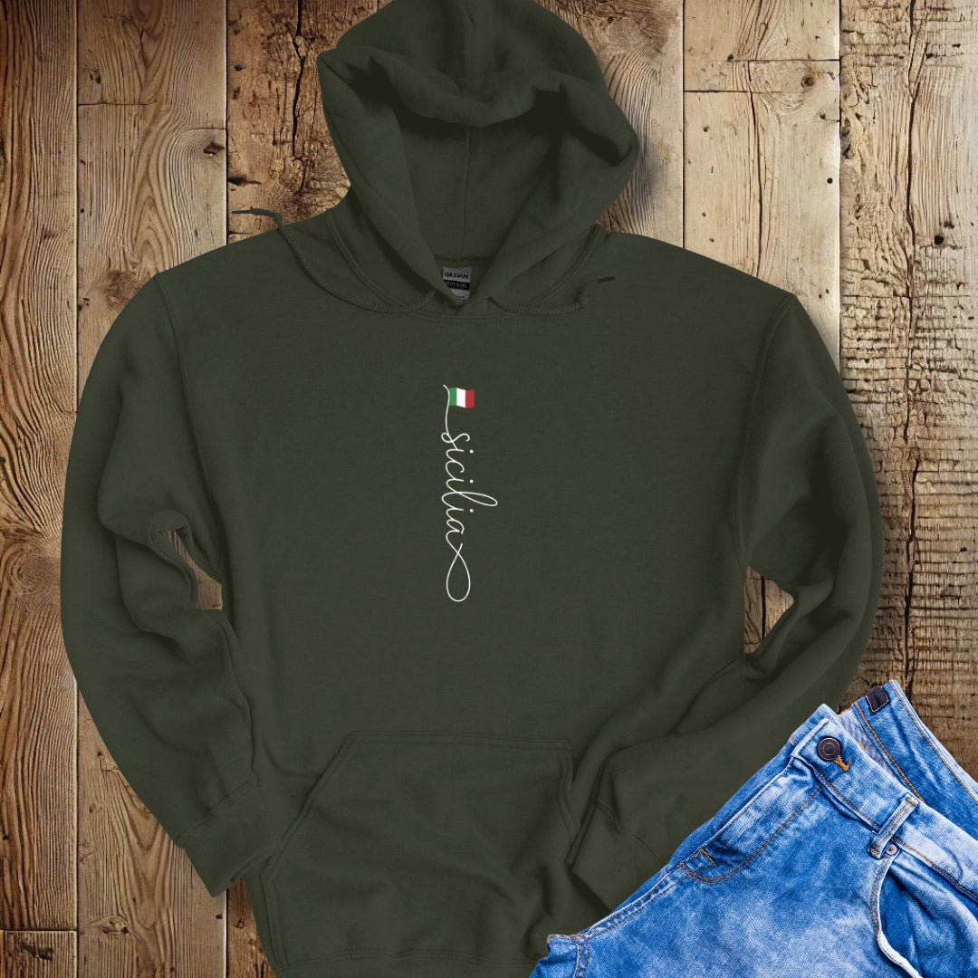Vertical Sicilia Sicily Italian Flag Hoodie Sweatshirt