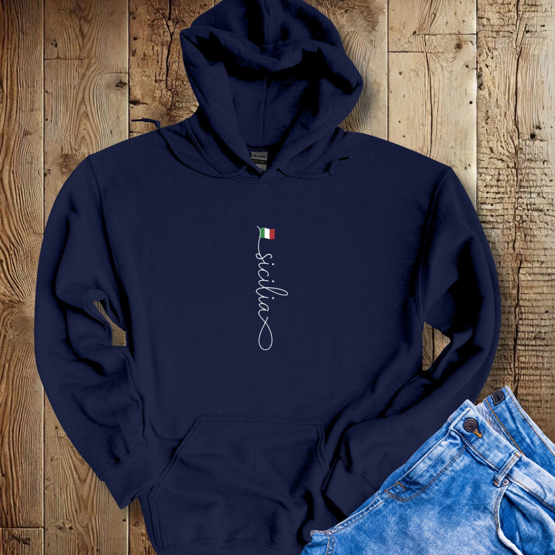 Vertical Sicilia Sicily Italian Flag Hoodie Sweatshirt