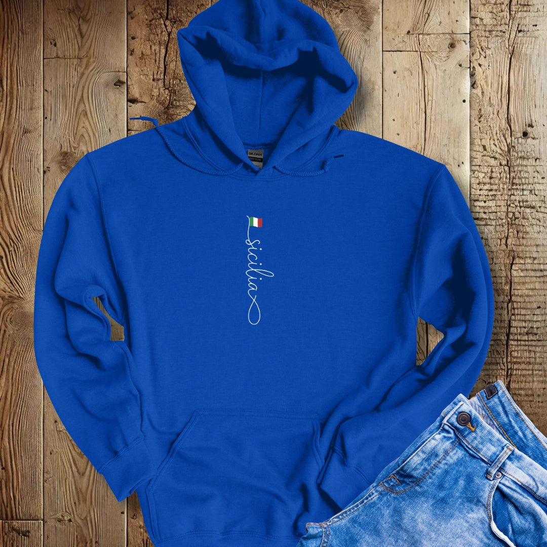 Vertical Sicilia Sicily Italian Flag Hoodie Sweatshirt