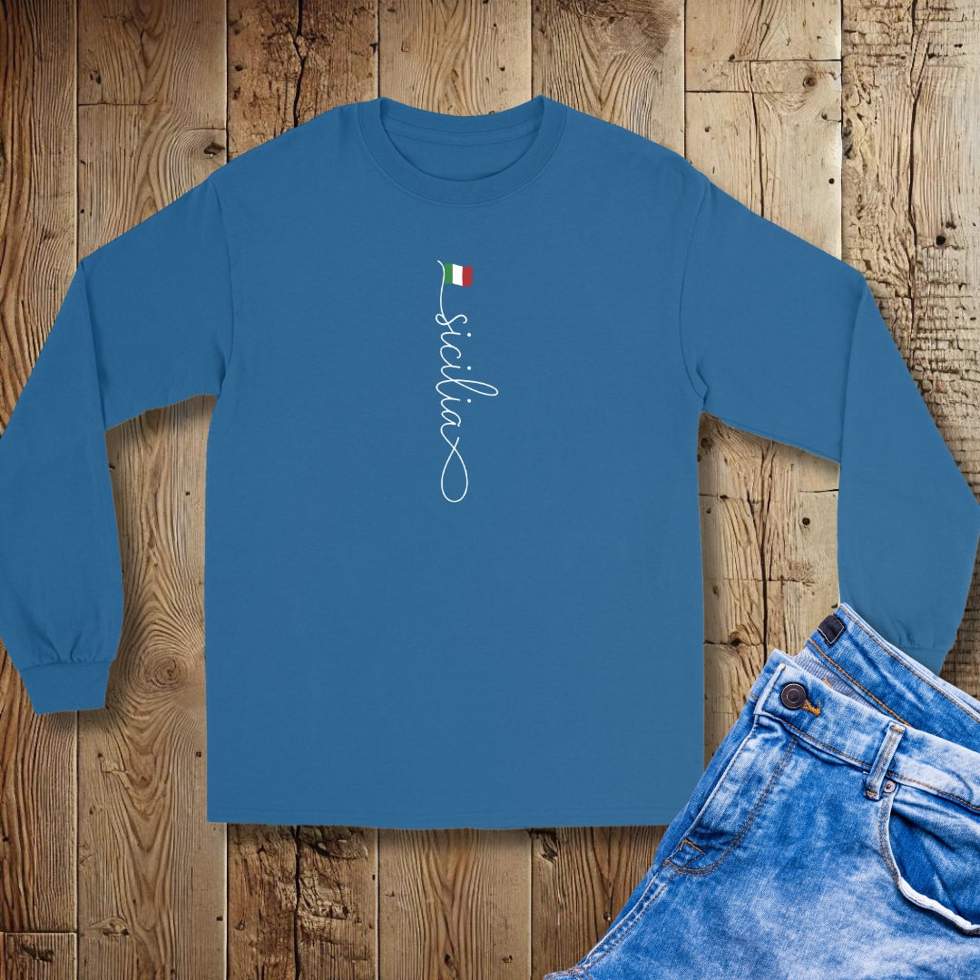 Vertical Sicilia Sicily Italian Flag Unisex Long Sleeve Tee