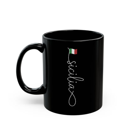 Vertical Sicilia Sicily Italian Flag Black Mug (11oz, 15oz)