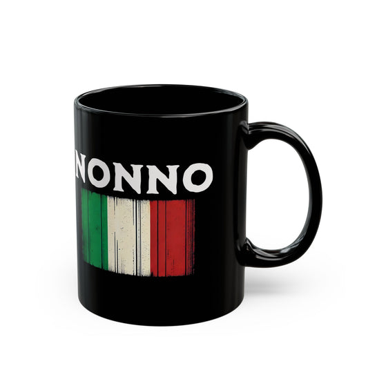 Nonno Italian Flag Distressed Effect Black Mug (11oz, 15oz)