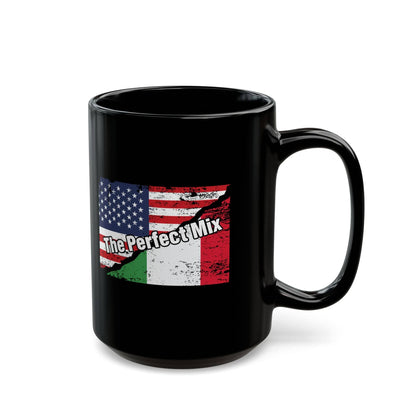 The Perfect Mix Italian American Flags Black Mug (11oz, 15oz)