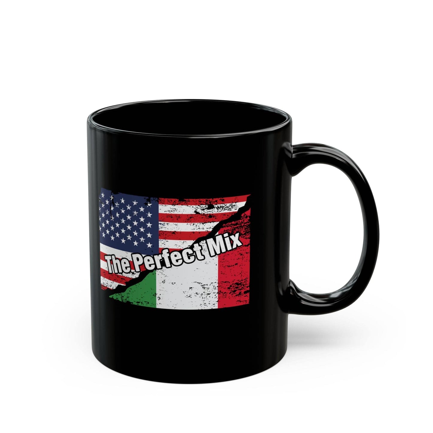 The Perfect Mix Italian American Flags Black Mug (11oz, 15oz)