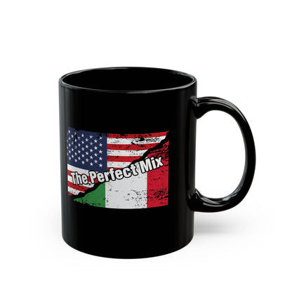 The Perfect Mix Italian American Flags Black Mug (11oz, 15oz)