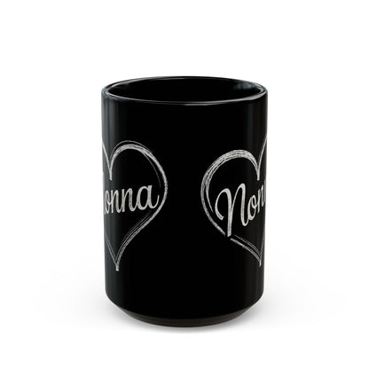 Nonna Chalk Heart Black Mug (11oz, 15oz)