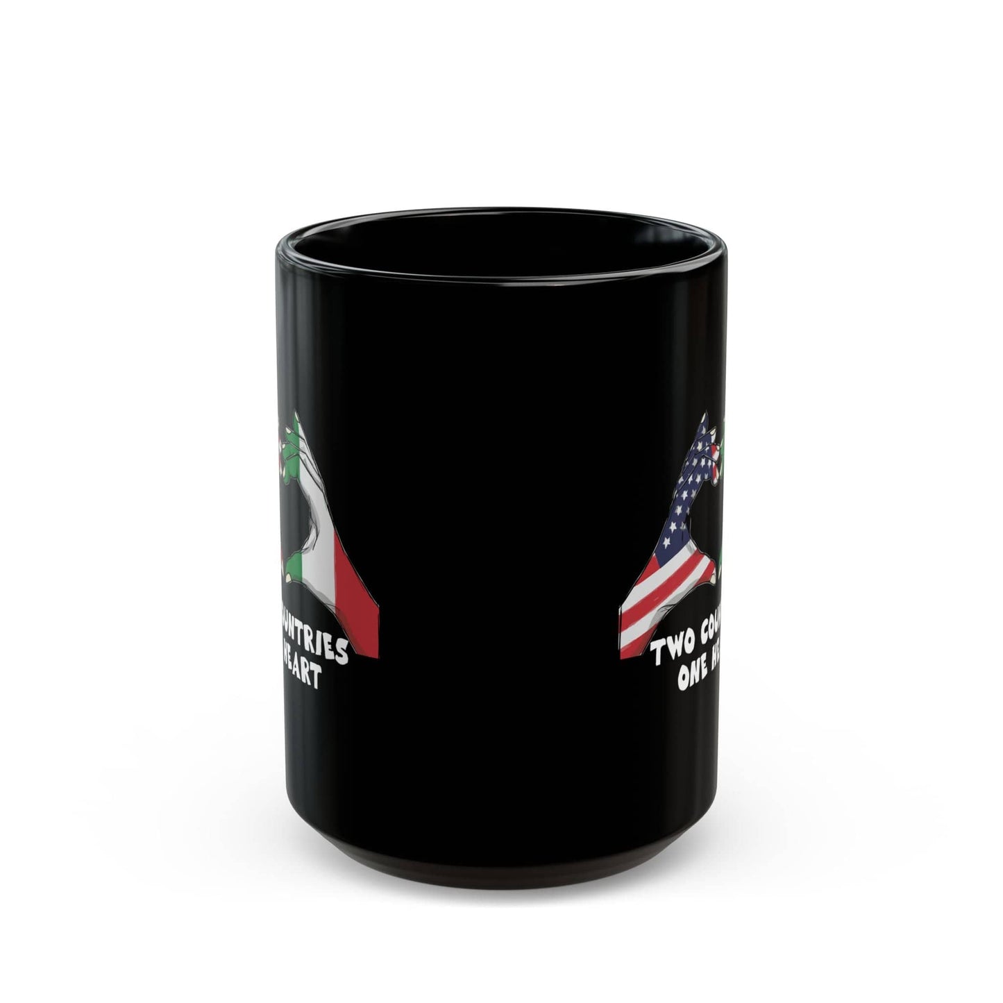 Two Countries One Heart Italian American Flags Black Mug (11oz, 15oz)