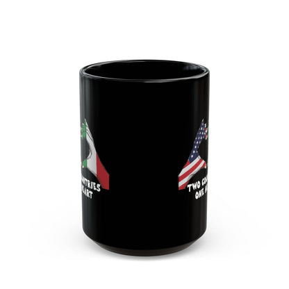 Two Countries One Heart Italian American Flags Black Mug (11oz, 15oz)