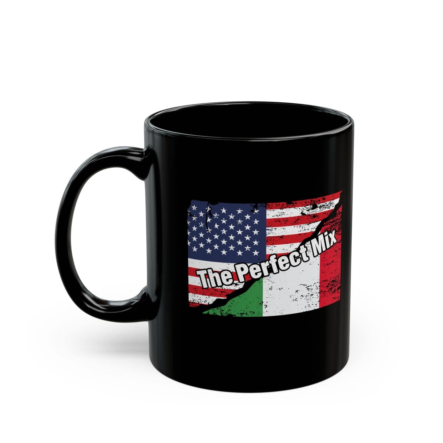 The Perfect Mix Italian American Flags Black Mug (11oz, 15oz)