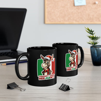Dominick the Italian Christmas Donkey Black Mug (11oz, 15oz)
