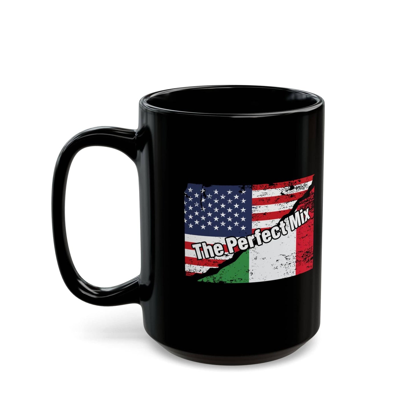 The Perfect Mix Italian American Flags Black Mug (11oz, 15oz)