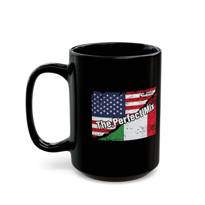 The Perfect Mix Italian American Flags Black Mug (11oz, 15oz)