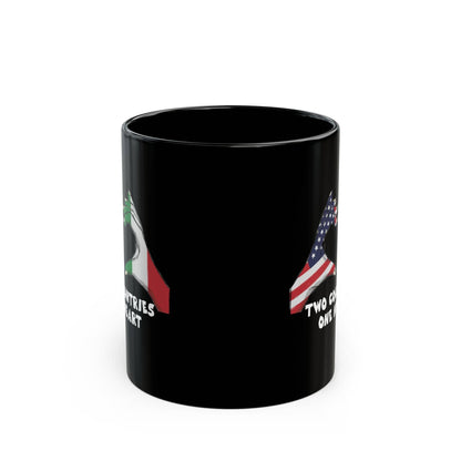 Two Countries One Heart Italian American Flags Black Mug (11oz, 15oz)