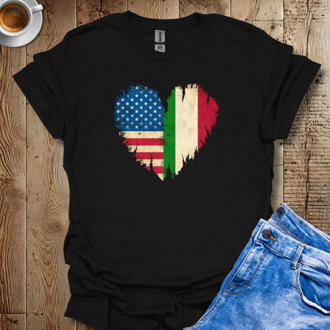 American Born with Italian Roots Distressed Flags Italian Pride T-shirt