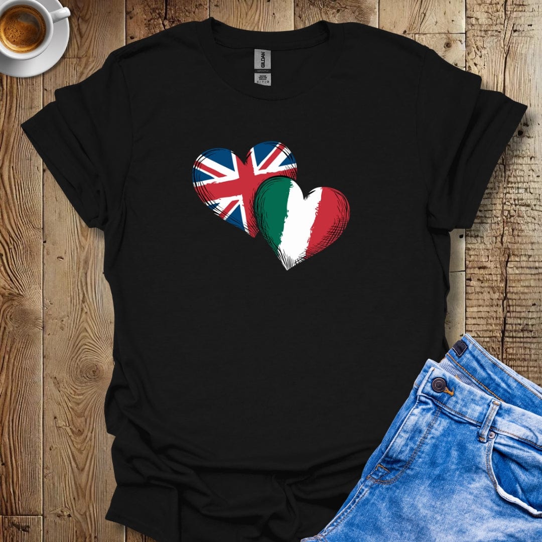 Union Jack British Italian Flags T-shirt