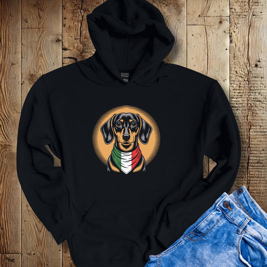 Dachshund Italian Flag Bandana Hoodie Sweatshirt