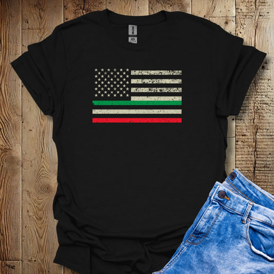 American Italian Distressed Flag T-shirt