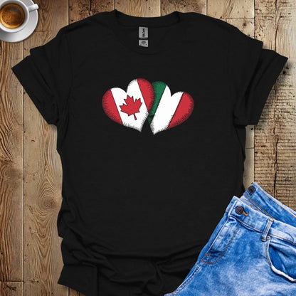 Canadian Italian Flags Hearts T-shirt