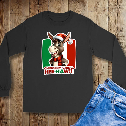 Dominick Italian Christmas Donkey Unisex Long Sleeve Tee