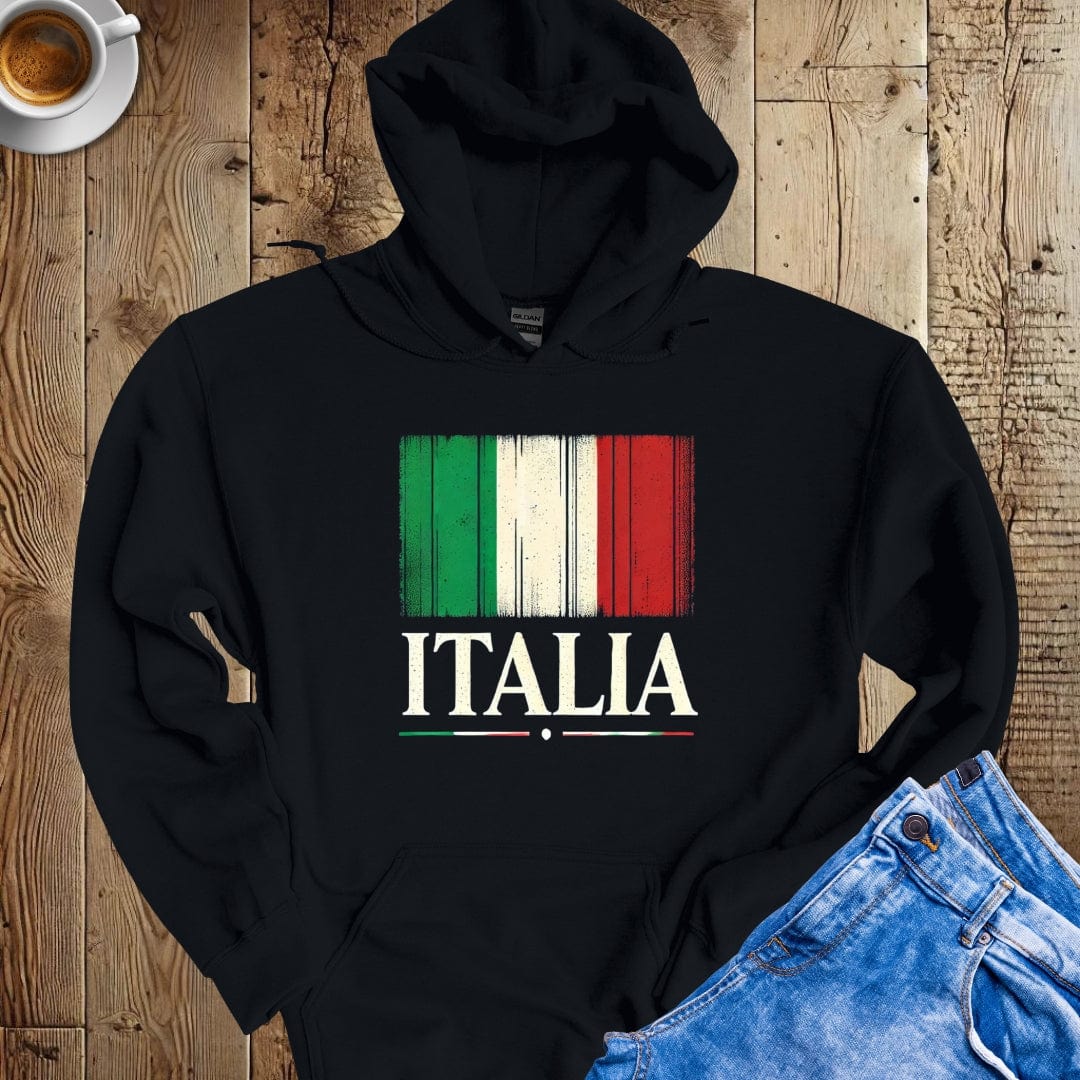 Italia with Distressed Italian Flag Hoodie Sweatshirt