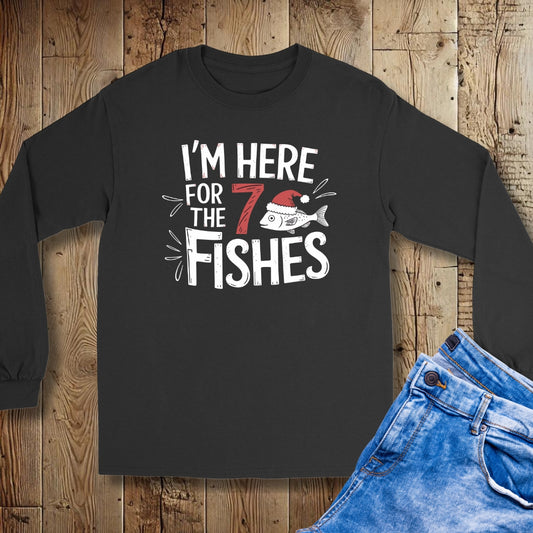 I'm Here for the 7 Seven Fishes Italian Christmas Unisex Long Sleeve Tee