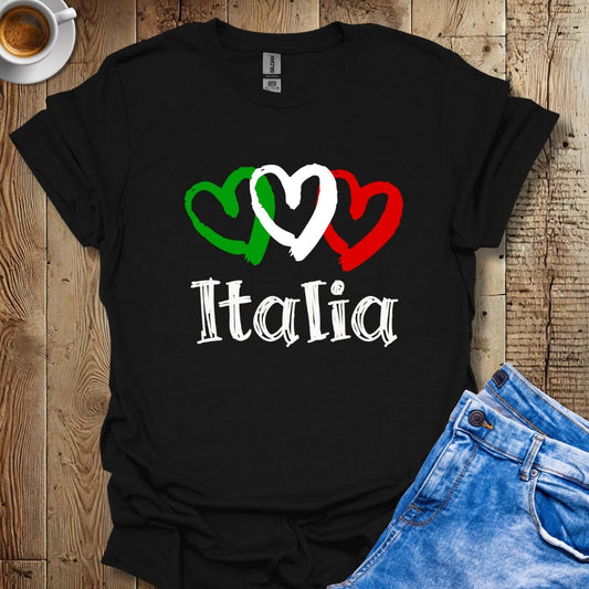 Italian Flag Hearts Italia Italian Pride T-shirt