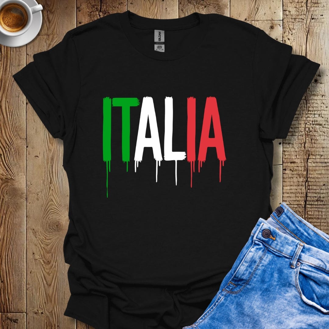 Italia Dripping Paint Italian Flag T-shirt