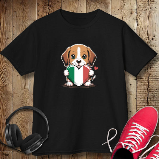 Beagle Puppy with Italian Heart Flag Kids Tee