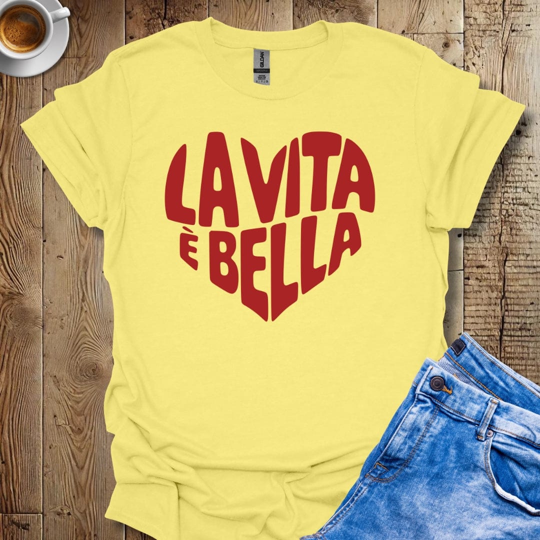 Cute La Vita è Bella Heart Italian Pride T-shirt