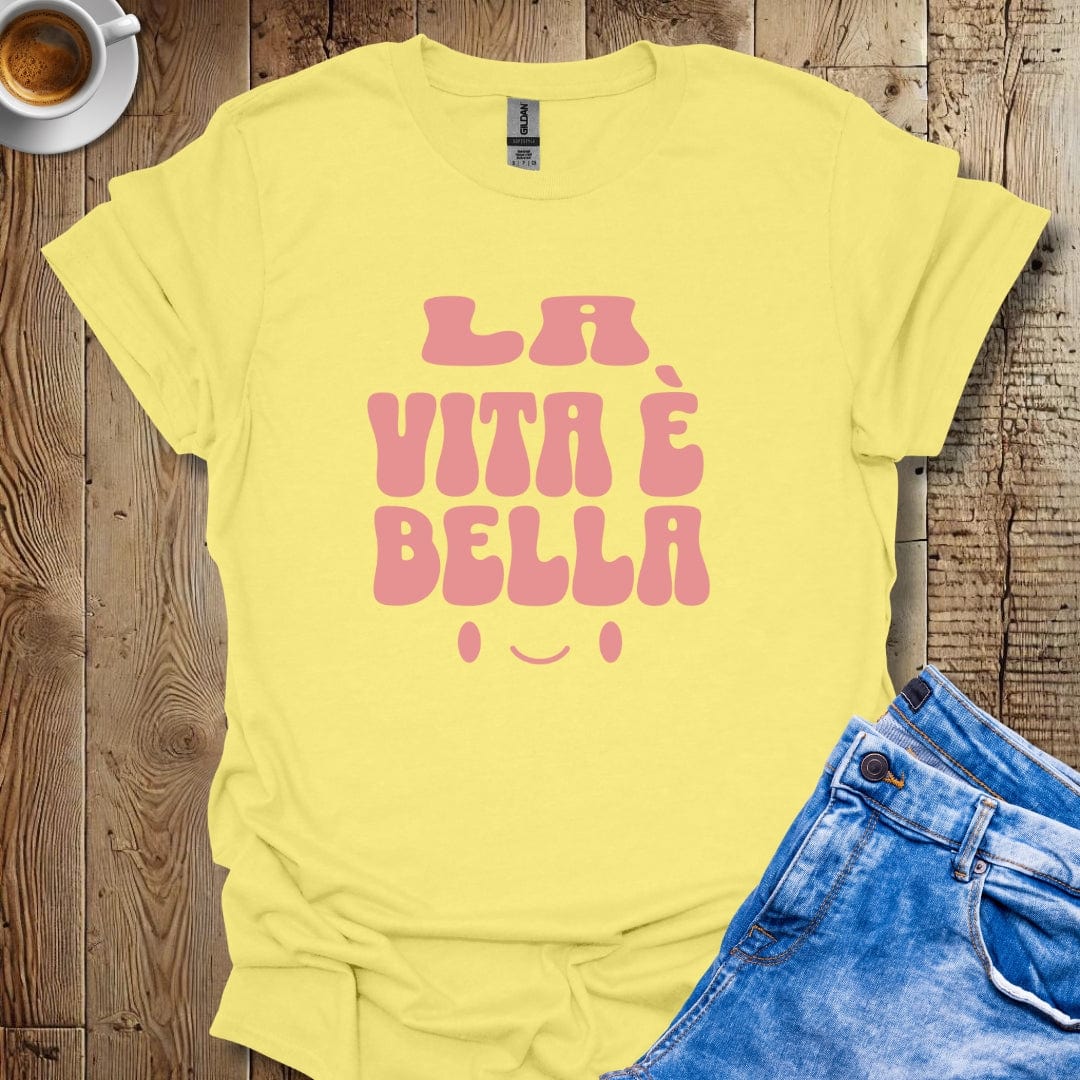 Cute Retro La Vita è Bella Italian Sayings T-shirt