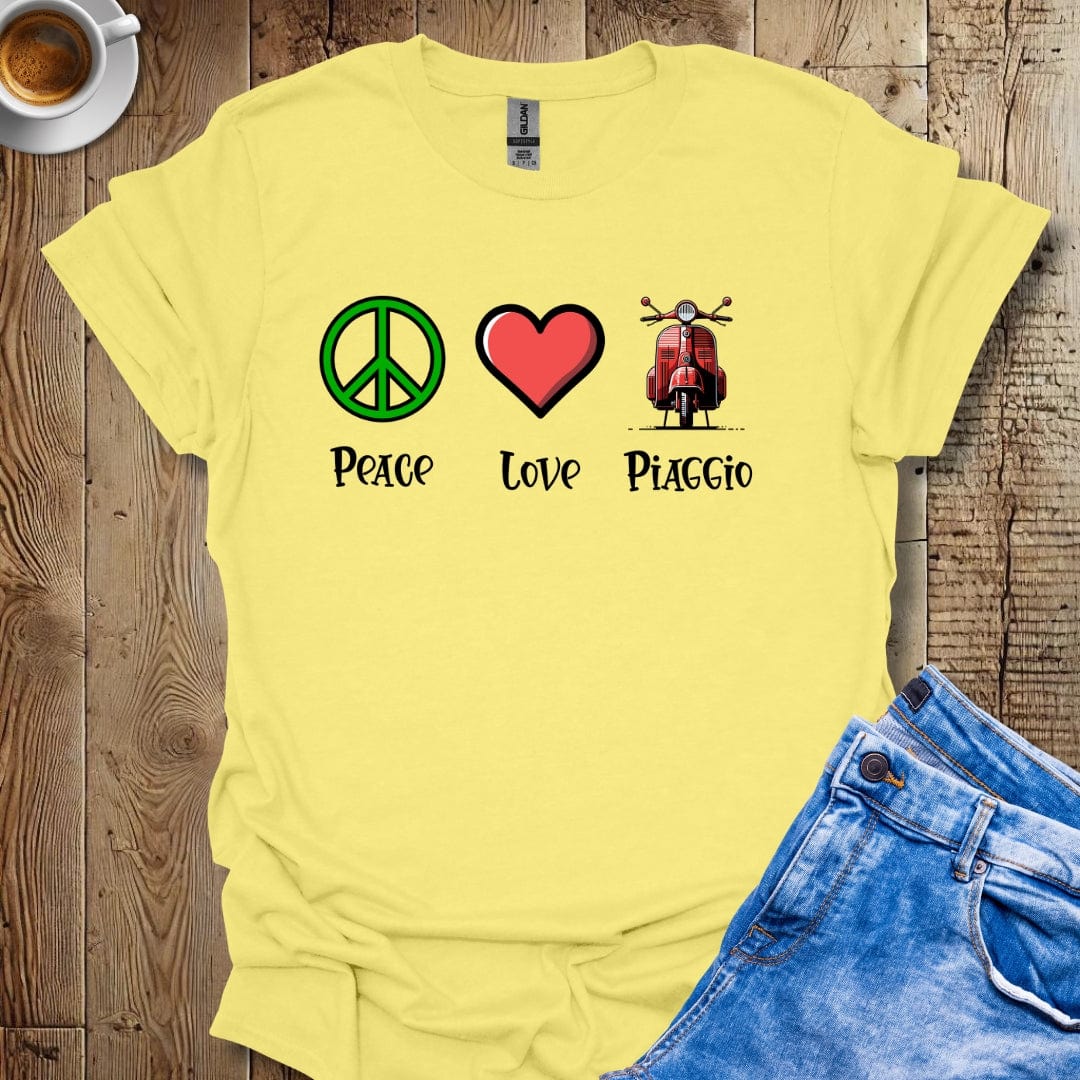 Peace Love Piaggio Vintage Italian Scooter Vespa T-Shirt