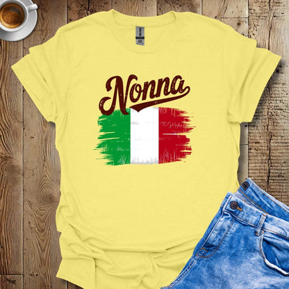 Nonna with Distressed Italian Flag T-shirt