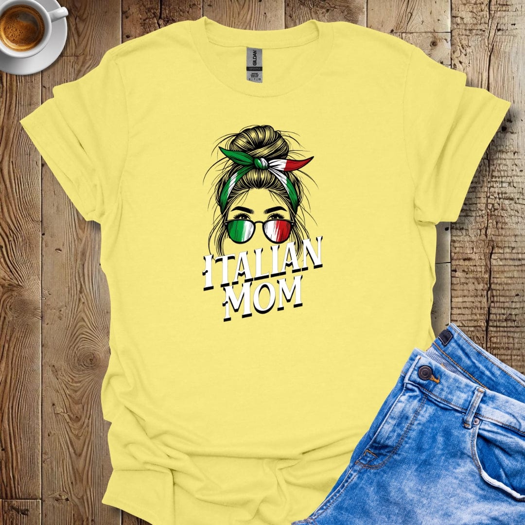 Cute Messy Bun Italian Mom T-shirt